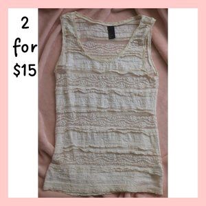 H&M Lace Ruffled Tank Top, cream color [size: S]